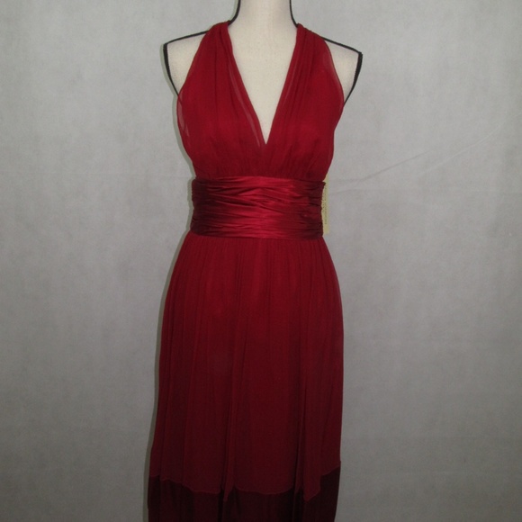 Maggy London Petites Size 6P Red Halter 100% Silk - Picture 3 of 7